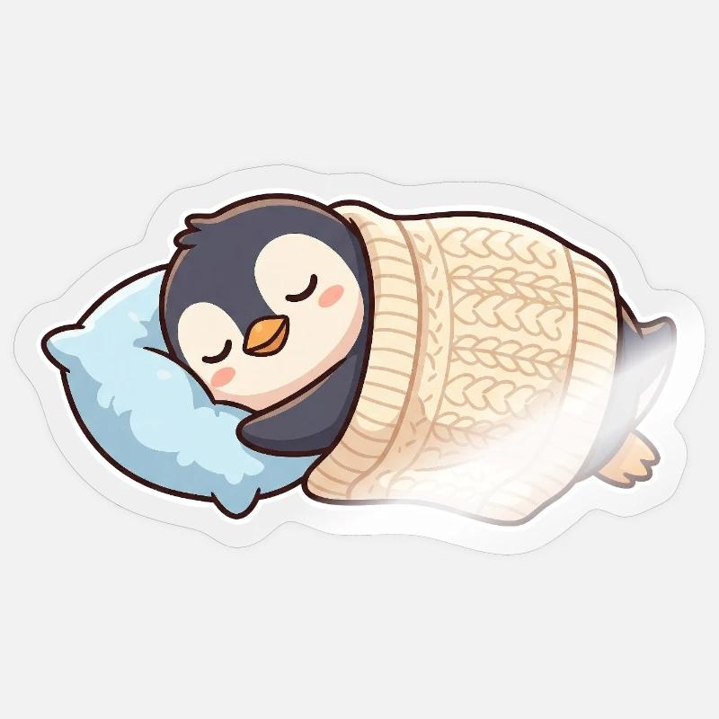 Penguin dort - Sticker taille S (10 x 10 cm) - brillant transparent