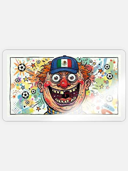 Mexiko Fußball-Clown im Farbwirbel - Sticker Größe S (10 x 10 cm) - Transparent glänzend