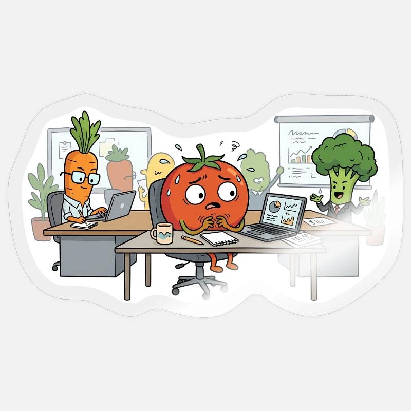 Stressed Tomato – Office Vegetables - Sticker Größe S (10 x 10 cm) - Transparent glänzend