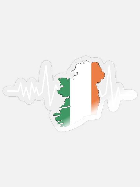 Herzschlag Irland Flagge - Sticker Größe S (10 x 10 cm) - Transparent glänzend