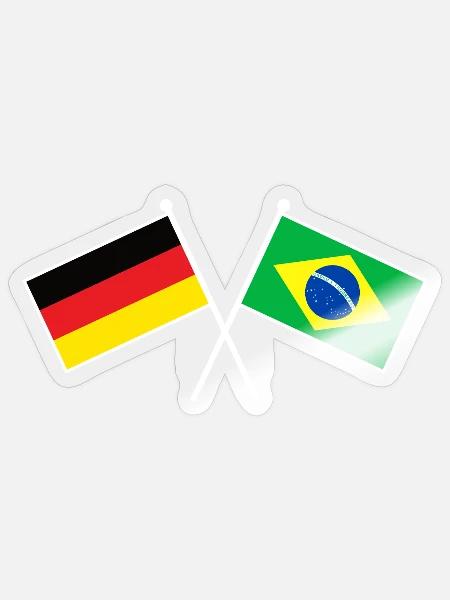 Germany x Brazil Crossed Friendship Flags - Sticker Größe S (10 x 10 cm) - Transparent glänzend