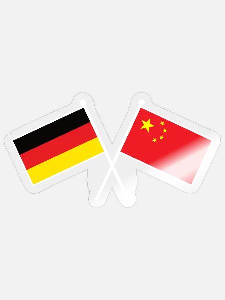 Germany x China Friendship Flags - Sticker Größe S (10 x 10 cm) - Transparent glänzend
