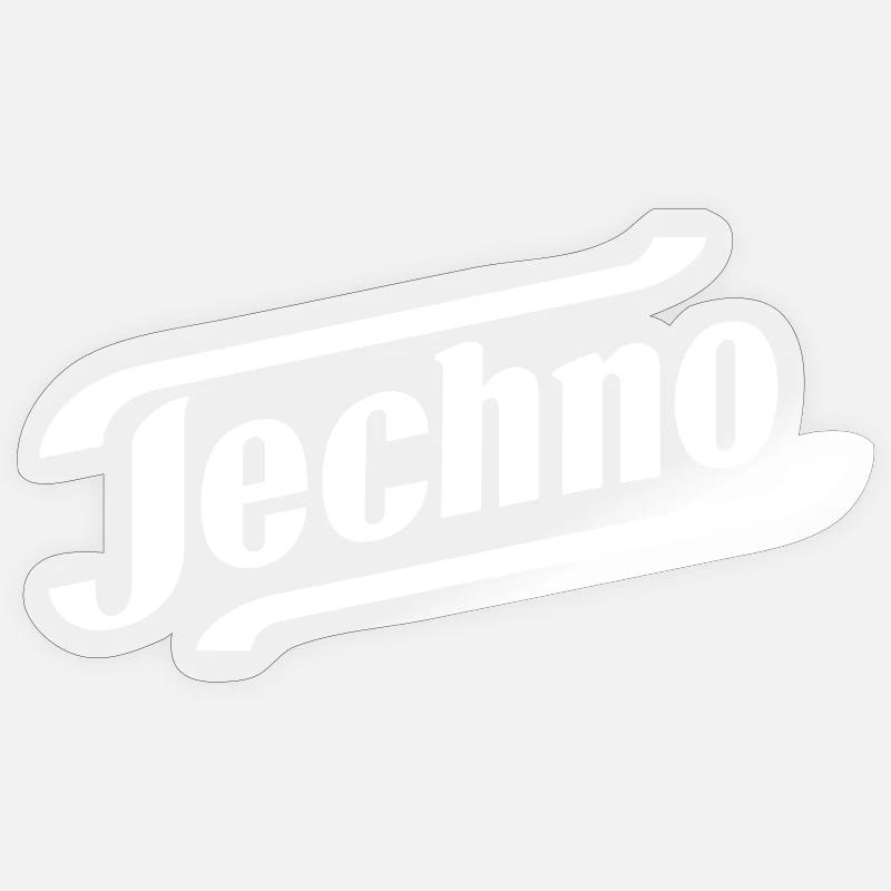 TECHNO - Sticker taille S (10 x 10 cm) - brillant transparent