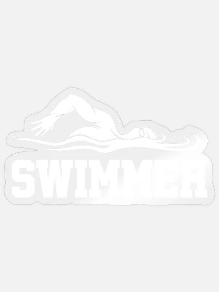 Schwimmer-Silhouette mit Wellen - Sticker Größe S (10 x 10 cm) - Transparent glänzend