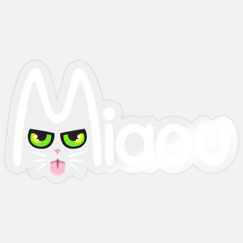 Miaou typographique - Sticker taille S (10 x 10 cm) - brillant transparent
