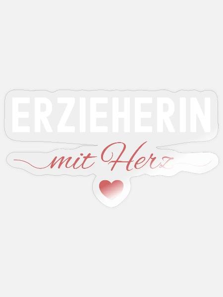 Beste Erzieherin Mit Herz Kita Geschenk Danke - Sticker Größe S (10 x 10 cm) - Transparent glänzend