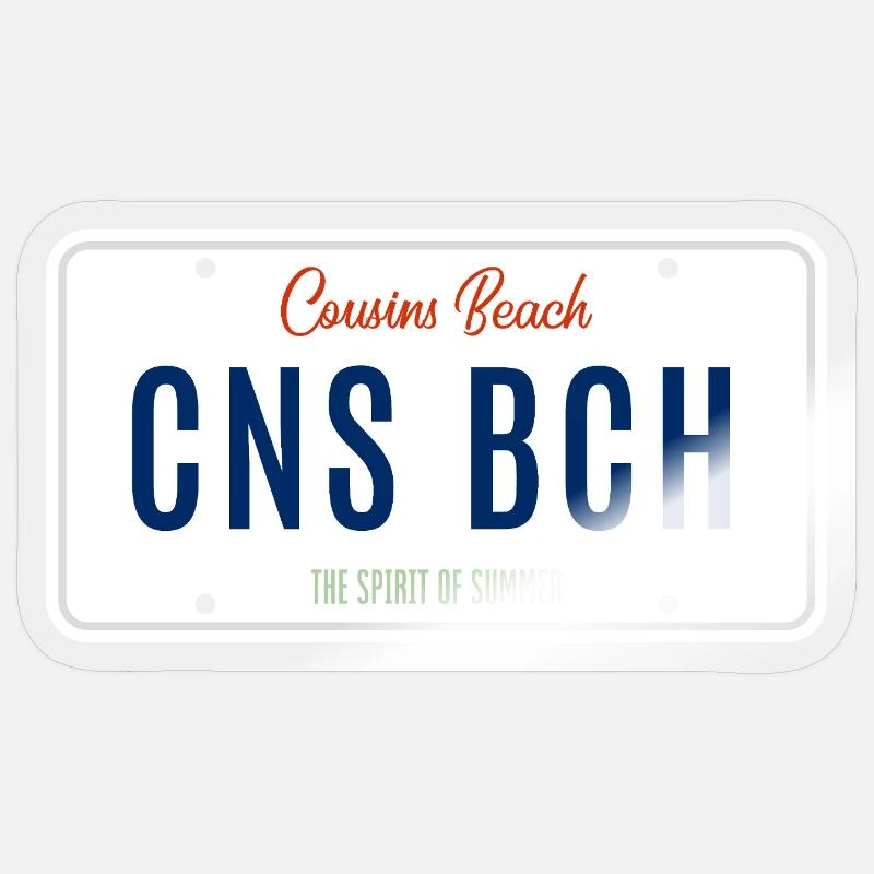 Plage Cousins – Plaque d’immatriculation - Sticker taille S (10 x 10 cm) - brillant transparent