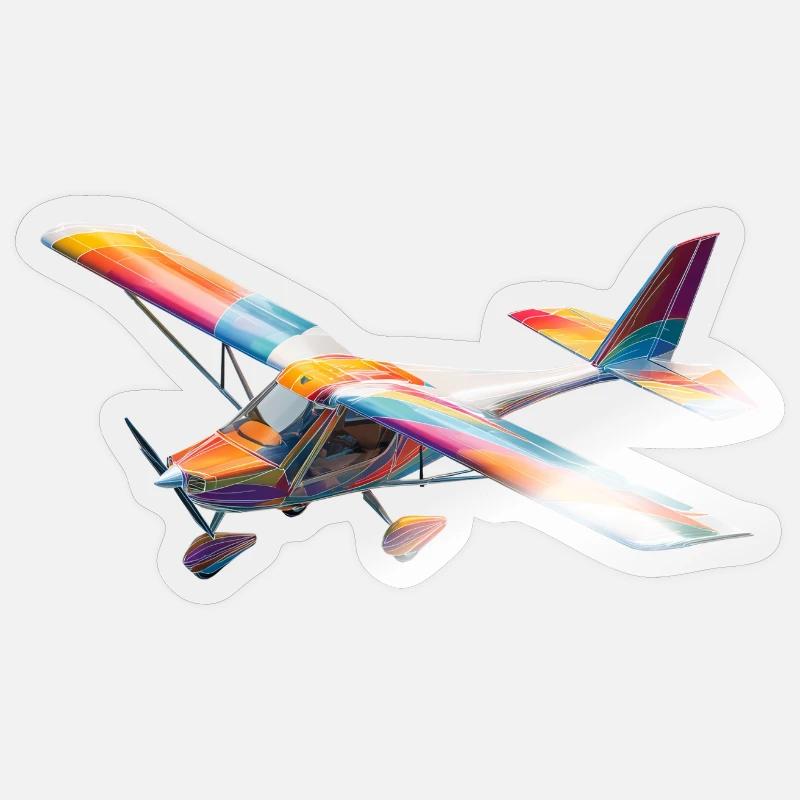 RC Rainbow Airplane Pattern - Sticker size S (10 x 10 cm) - transparent glossy