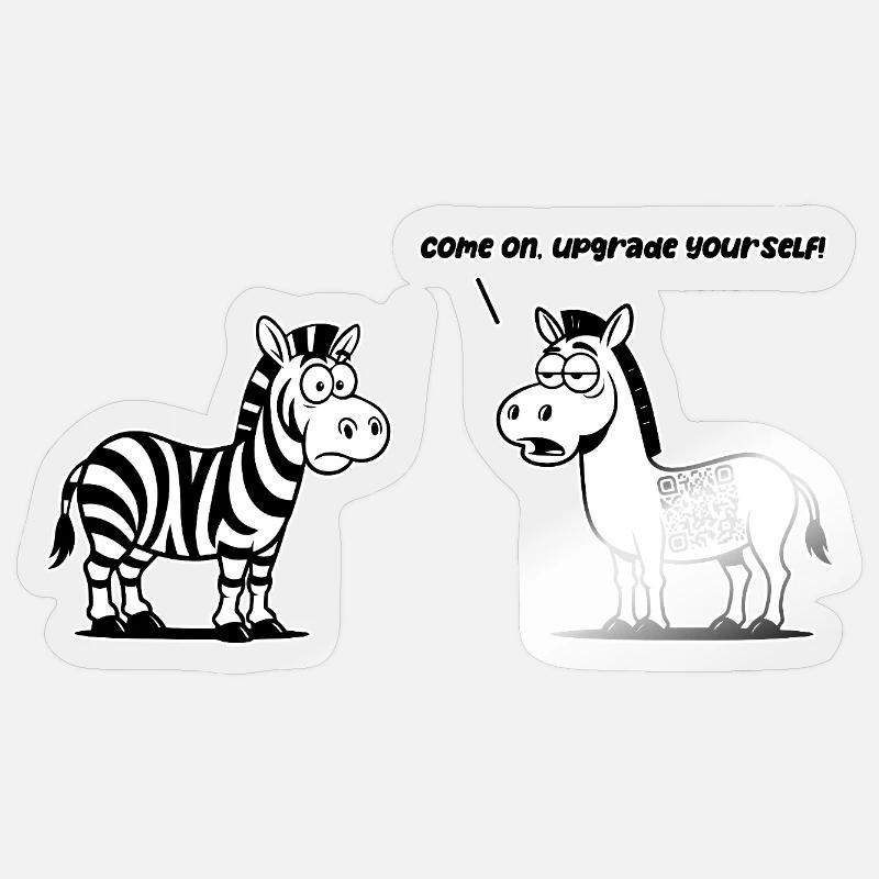 Zèbre drôle avec mise à niveau du code QR Sticker taille S (10 x 10 cm)