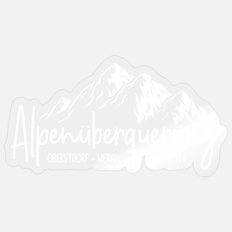 Alpenüberquerung 2026 E5 Oberstdorf Meran - Sticker Größe S (10 x 10 cm) - Transparent glänzend