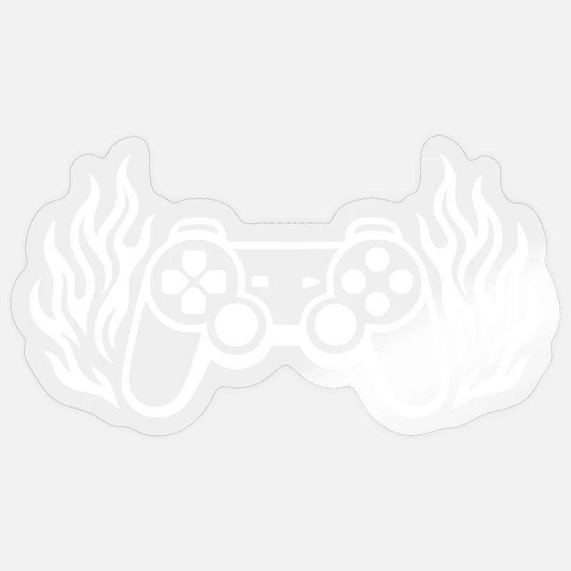 Flames controller, burning gamepad graphics Sticker size S (10 x 10 cm)