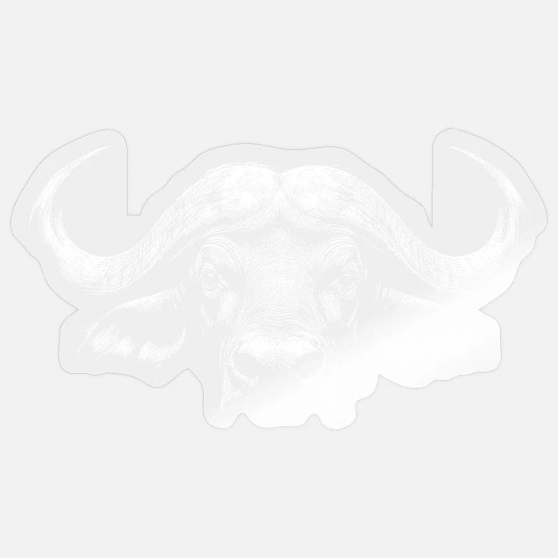 Buffle du Cap - Sticker taille S (10 x 10 cm) - brillant transparent