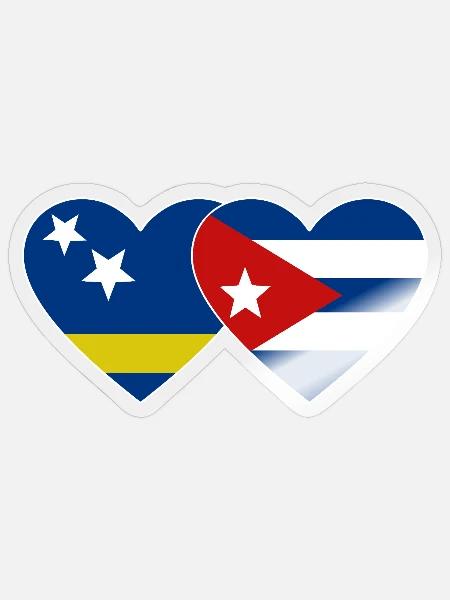 Curacao Kuba Flagge Herz - Sticker Größe S (10 x 10 cm) - Transparent glänzend