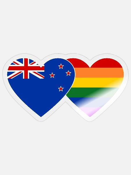 Neuseeland Regenbogen Flagge Herz - Sticker Größe S (10 x 10 cm) - Transparent glänzend
