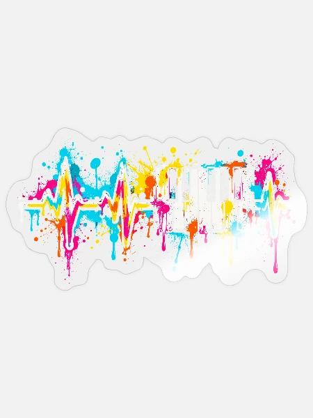 Neon Tasten Farbspritzer - Sticker Größe S (10 x 10 cm) - Transparent glänzend