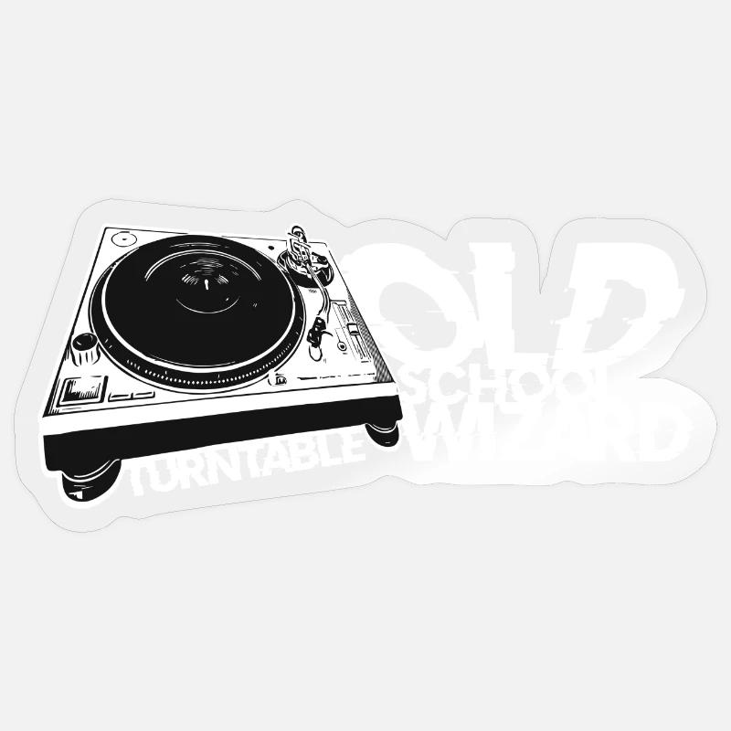 Platine DJ Old School Wizard - Sticker taille S (10 x 10 cm) - brillant transparent