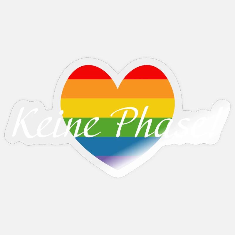 Regenbogenherzchen LGBTQ Keine Phase - Sticker Größe S (10 x 10 cm) - Transparent glänzend