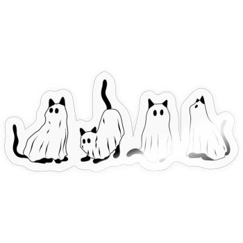 Cute Ghost Cat Costume |Funny Halloween Shirt - Sticker size S (10 x 10 cm) - transparent glossy - Front