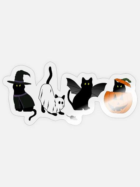 Süß Monster-Katzenkostüm |Lustiges Halloween-Shirt - Sticker Größe S (10 x 10 cm) - Transparent glänzend
