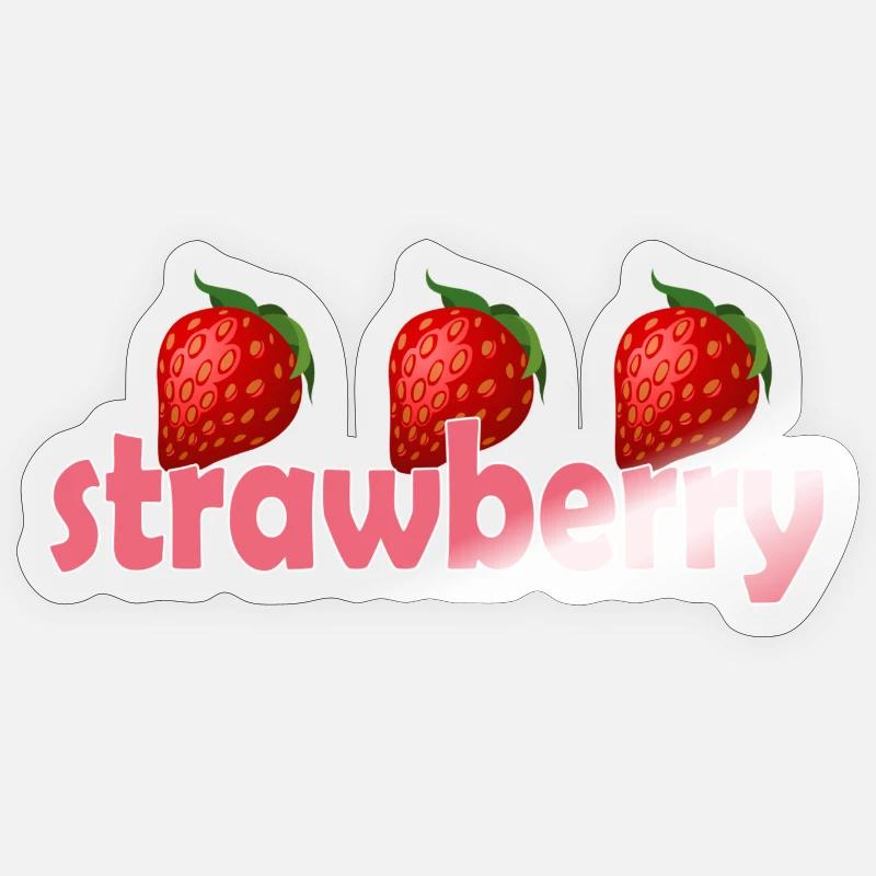 Fraise - Sticker taille S (10 x 10 cm) - brillant transparent