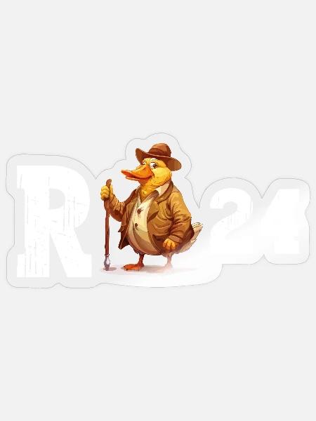 Rente 2024 Ente Rentner Rentnerin Ruhestand Lustig - Sticker Größe S (10 x 10 cm) - Transparent glänzend