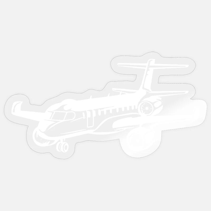 Airplane Drawing - Sticker size S (10 x 10 cm) - transparent glossy