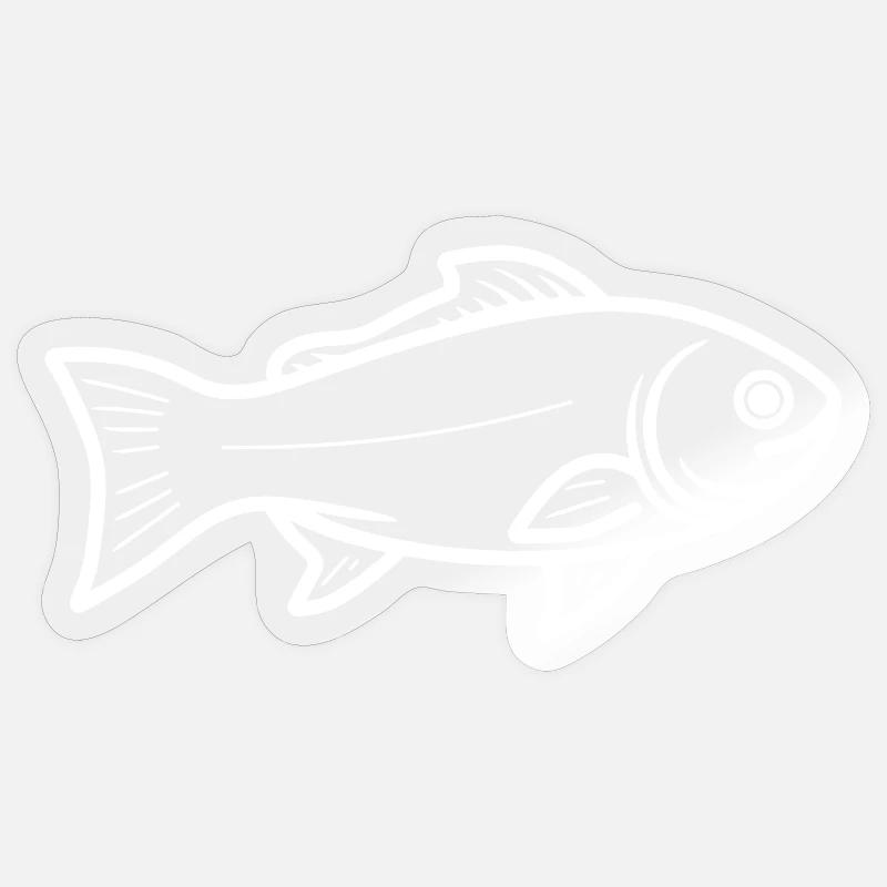 Fisch Zeichnung - Sticker Größe S (10 x 10 cm) - Transparent glänzend