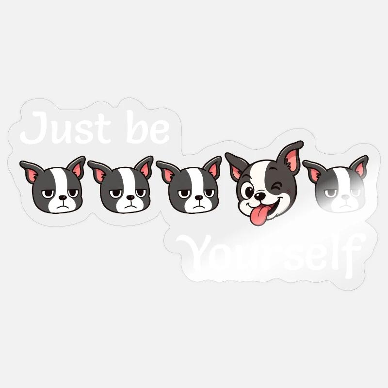 Boston - Sei einfach du selbst - Weißer Text Sticker Größe S (10 x 10 cm)