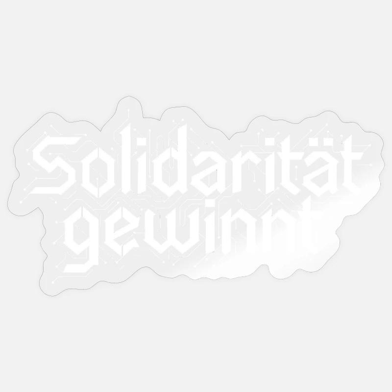 Solidarität gewinnt Statement Design Weiß - Sticker Größe S (10 x 10 cm) - Transparent glänzend