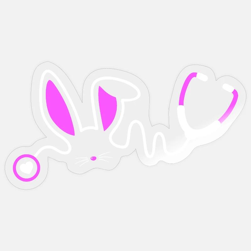Stethoscope Bunny Whimsy - Sticker size S (10 x 10 cm) - transparent glossy