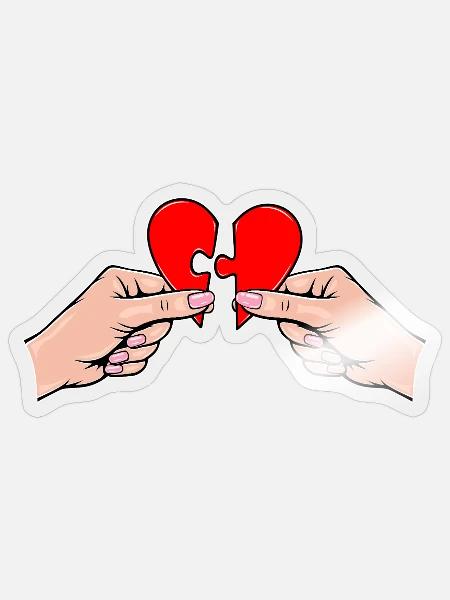 Frauenhände Herzpuzzle  - Sticker Größe S (10 x 10 cm) - Transparent glänzend