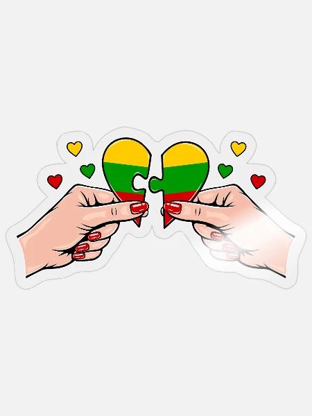 Litauen Frauenhände Herzpuzzle - Sticker Größe S (10 x 10 cm) - Transparent glänzend