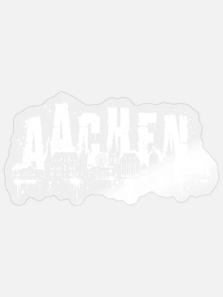 Aachen Skyline Graffiti Splatter - Sticker Größe S (10 x 10 cm) - Transparent glänzend
