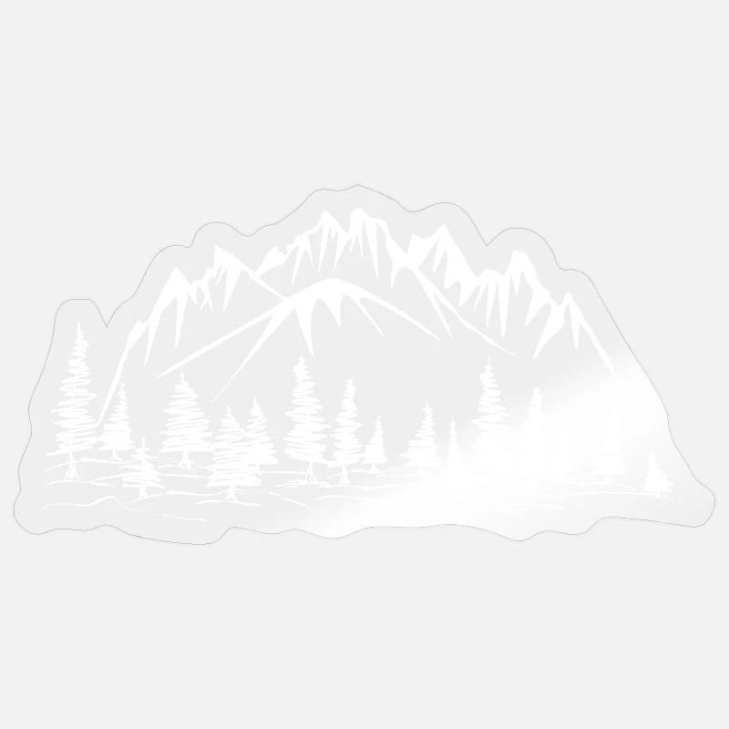 Berglandschaft mit Nadelbäumen - Sticker Größe S (10 x 10 cm) - Transparent glänzend