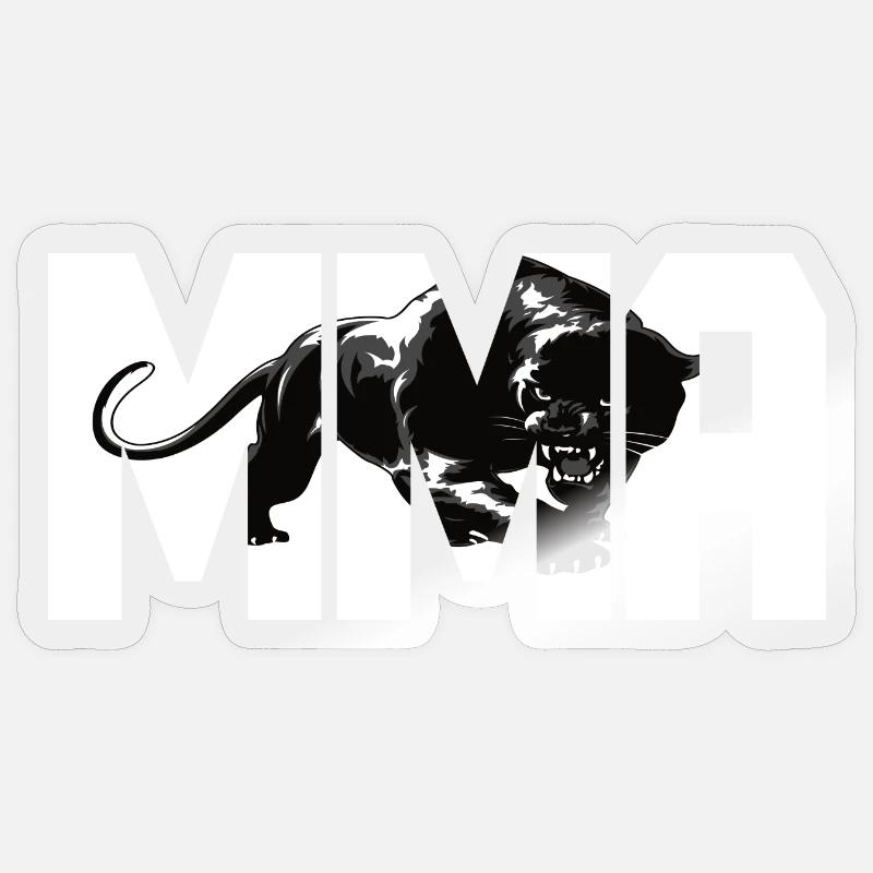MMA Design mit einer Raubkatze - Sticker Größe S (10 x 10 cm) - Transparent glänzend