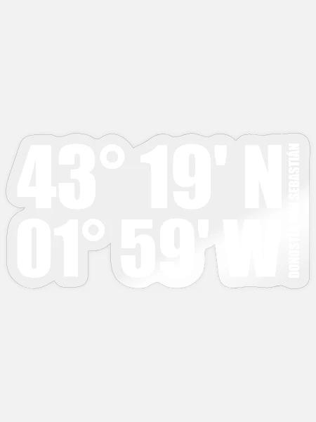 Donostia-San Sebastián Koordinaten - Sticker Größe S (10 x 10 cm) - Transparent glänzend
