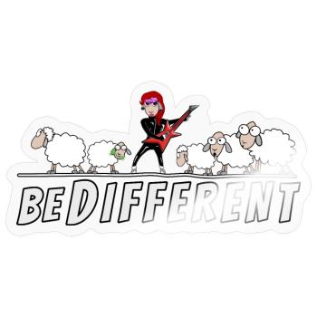 Hardrock Schaf Gitarristin - be different - Sticker Größe S (10 x 10 cm) - Transparent glänzend - Vorne