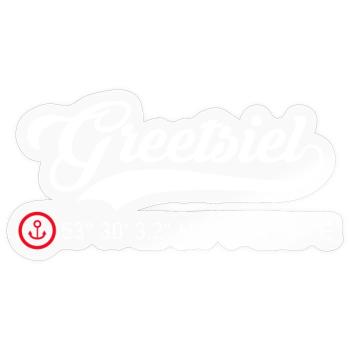 Greetsiel Koordinaten - Sticker Größe S (10 x 10 cm) - Transparent glänzend - Vorne