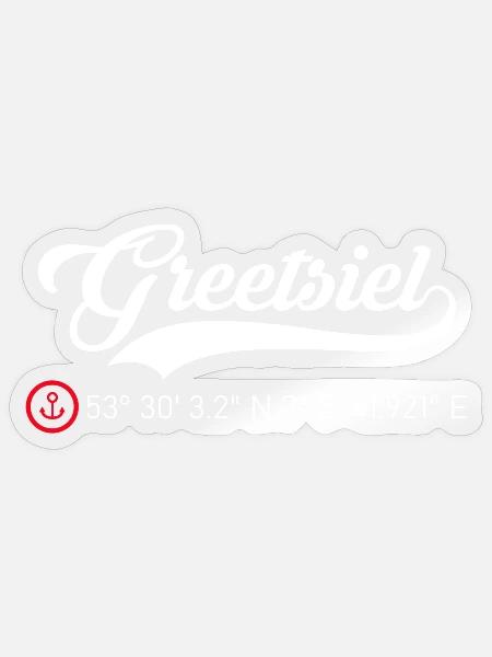 Greetsiel Koordinaten - Sticker Größe S (10 x 10 cm) - Transparent glänzend