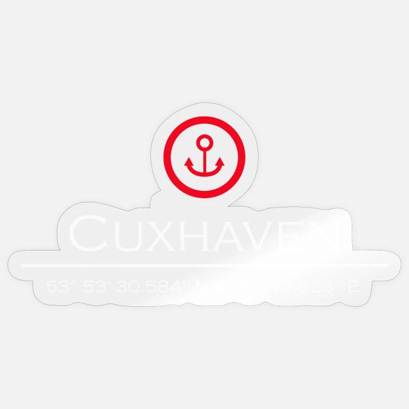 Cuxhaven roter Anker - Sticker Größe S (10 x 10 cm) - Transparent glänzend