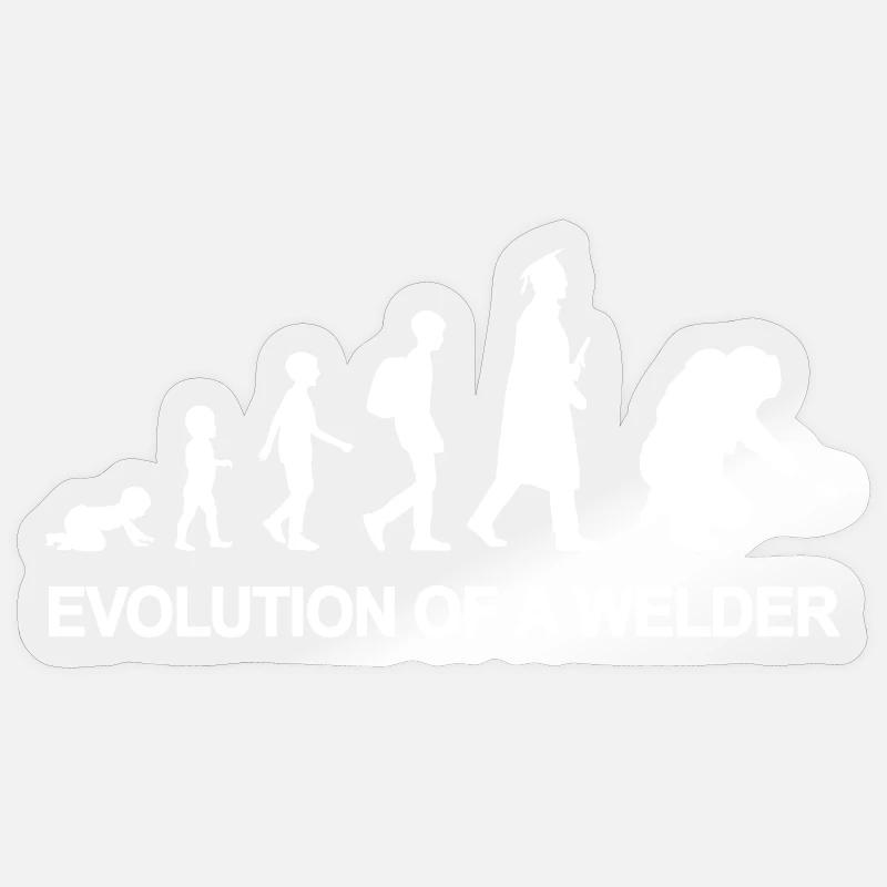 Évolution d’un soudeur - Sticker taille S (10 x 10 cm) - brillant transparent