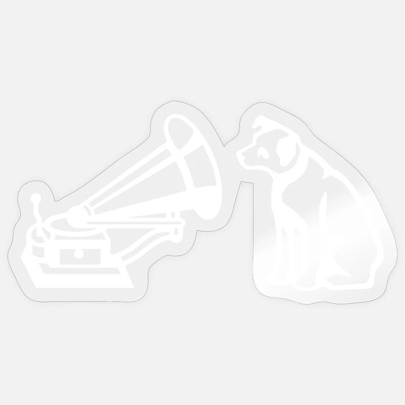 His Master's Voice Blanc Sticker taille S (10 x 10 cm)