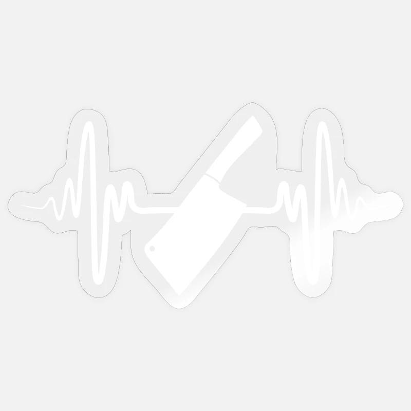 Hackmesser Herzschlag Sticker Größe S (10 x 10 cm)