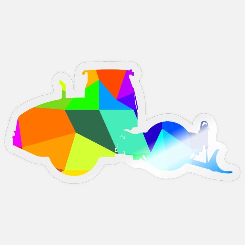 Steamroller Rainbow Polygon Construction Vehicle Sticker size S (10 x 10 cm)