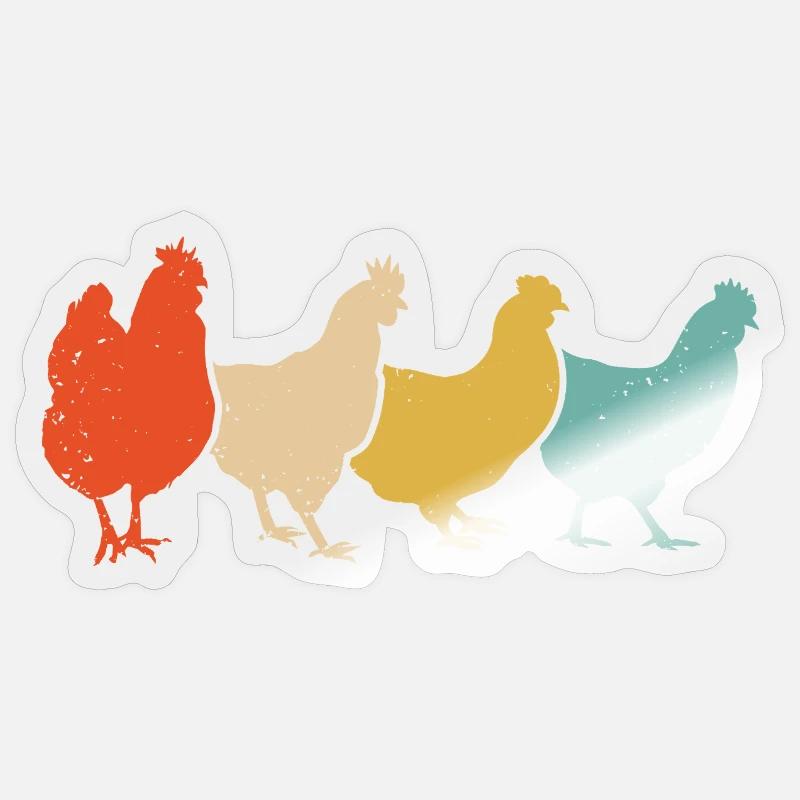 Poulets Fermier Fermier Poulet Coq - Sticker taille S (10 x 10 cm) - brillant transparent
