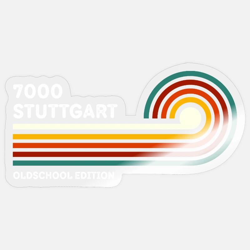 Stuttgart Retro Shirt 7000 PLZ Postleitzahl 80er - Sticker Größe S (10 x 10 cm) - Transparent glänzend