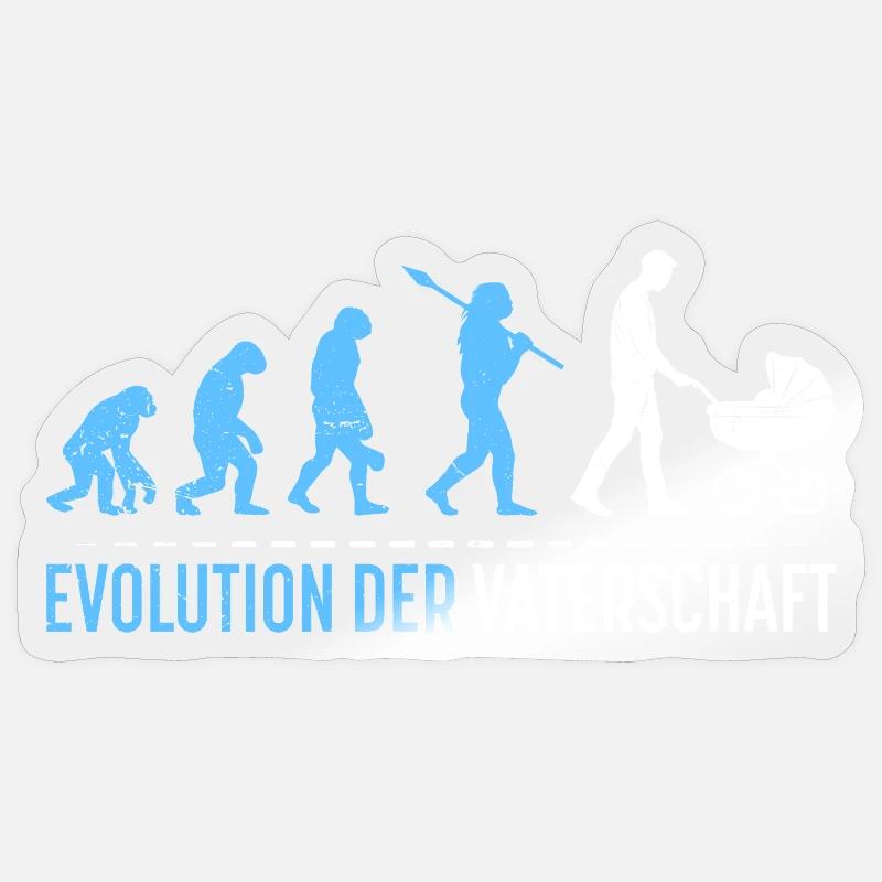 Werdender Vater EVOLUTION DER VATERSCHAFT Lustig - Sticker Größe S (10 x 10 cm) - Transparent glänzend