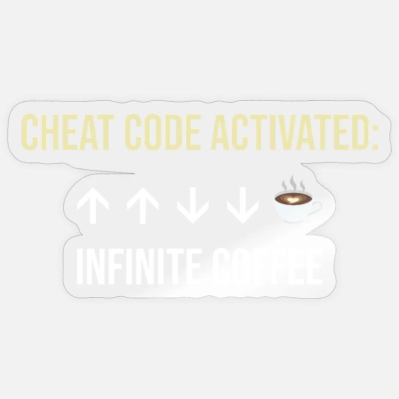 Unendlicher Kaffee Aktiver Cheat-Code Sticker Größe S (10 x 10 cm)