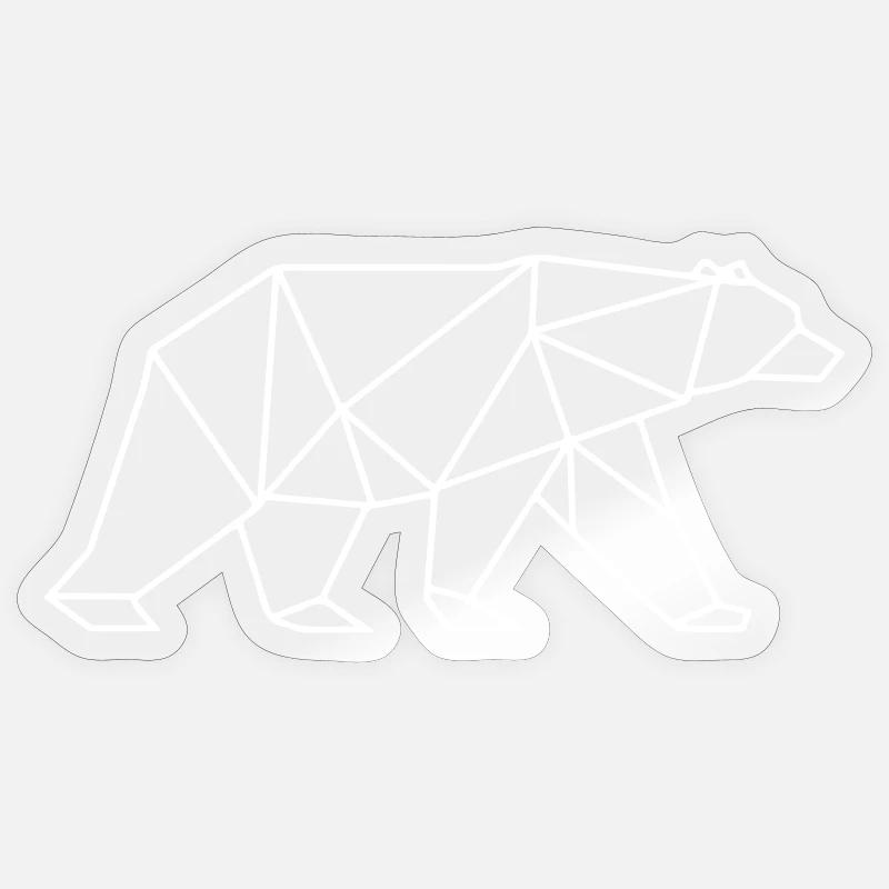Icône polygonale d’ours - Sticker taille S (10 x 10 cm) - brillant transparent
