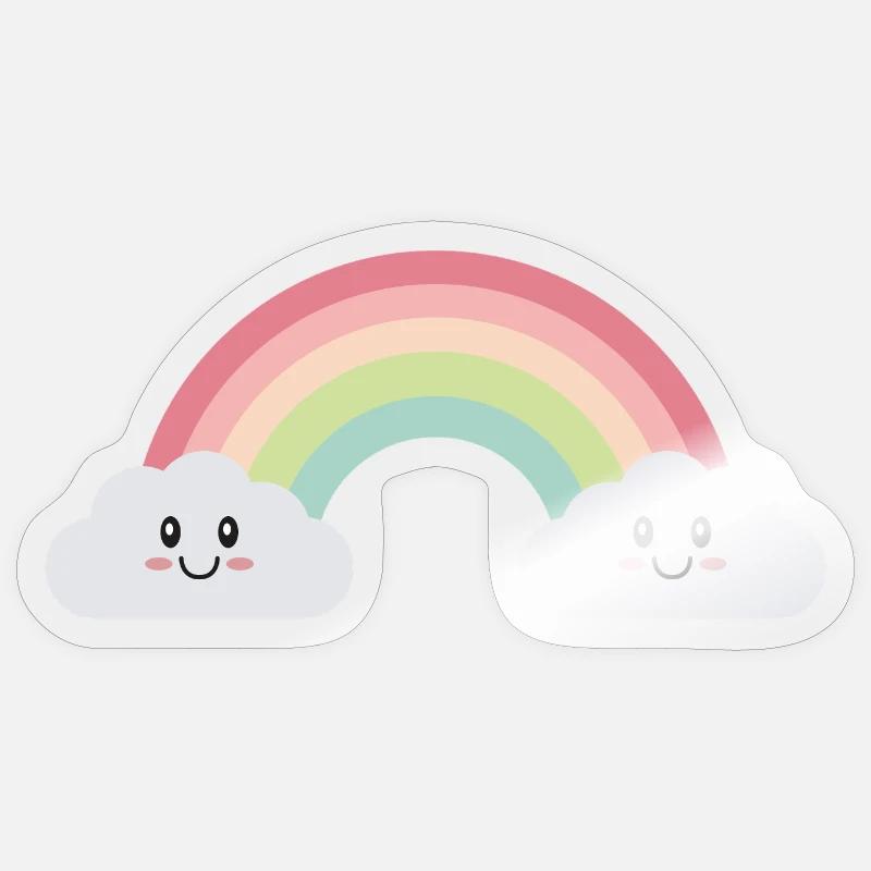 Rainbow clouds - Sticker size S (10 x 10 cm) - transparent glossy